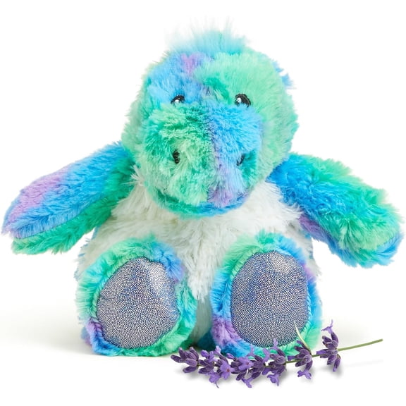 Warmies Junior Microwavable Weighted Stuffed Animal, Lavender-Scented Rainbow Dinosaur Plushie, 0.5 lbs