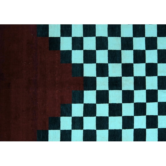 Ahgly Company Indoor Rectangle Abstract Light Blue Modern Area Rugs, 2' x 4'