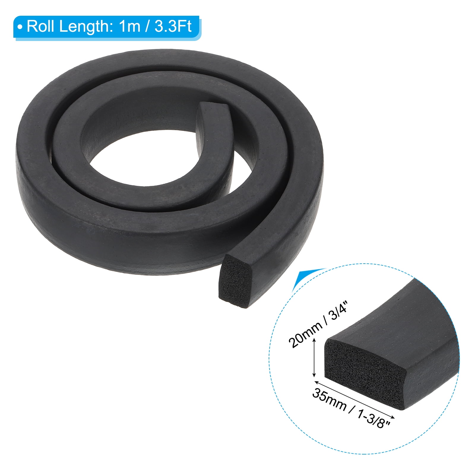 Uxcell 3.3Ft Weather Stripping Door Seal, 1-3/8"W x 3/4"T EPDM Rubber Foam Seal Strip