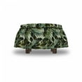 thumbnail image 4 of Philodendron Ottoman Cover, Jungle Leaves Concept, 2 Piece Slipcover Set with Ruffle Skirt for Square Round Cube Footstool Decorative Home Accent, Standard Size, Pale Green and Emerald, by Ambesonne, 4 of 5
