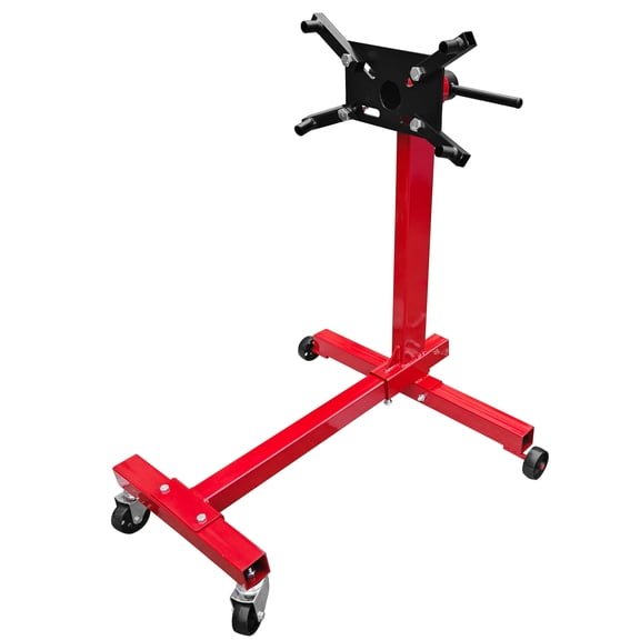 JERFIT 1000 lb Heavy-Duty Red Engine Stand, 360° Rotating Head & Foldable H-Frame, 4 Adjustable Arms with Locking Casters for Auto, Car, Motorcycle Repair