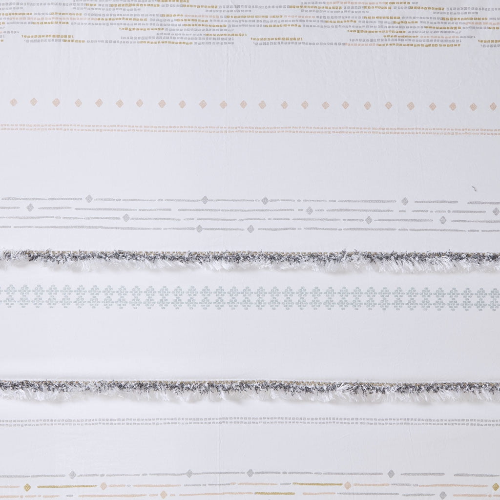 MAYEERTY Cotton Printed Shower Curtain, Off White+Gray，Bathroom Shower Curtains, 72" W x 72” H