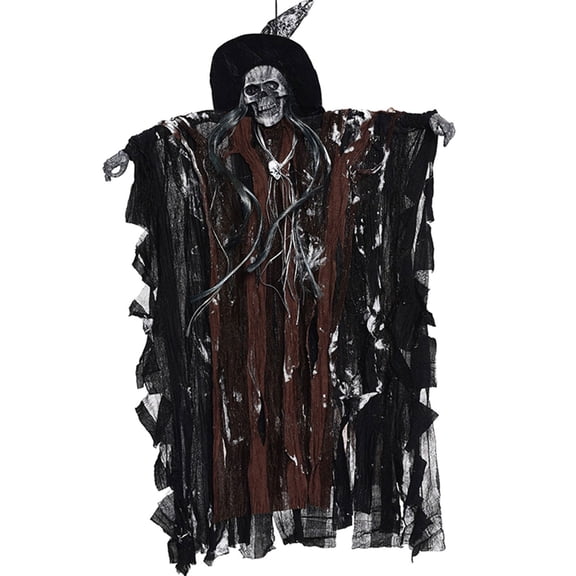 shyuyusa Halloween Hanging Animatronic Talking Ghost Decoration Light up Eyes Shake Life Size with Chain Halloween Decoration Outdoor Haunted House Prop Yard Party