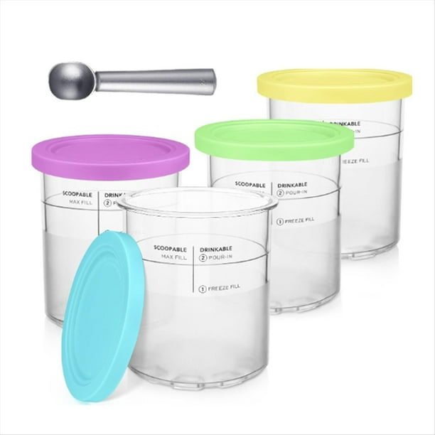 4 Recipientes para Helado de 24 Oz de Repuesto para Máquina para Hacer Helados Reutilizable para Creami Deluxe NC500 Series NC501