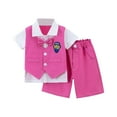 thumbnail image 2 of Agkizg 2PC Preppy Faux Layered Short Sleeve Collared Shirt Cargo Shorts Set Casual Outfits (Toddler Boy's or Toddler Girl's),2-Piece Set,Sizes 1-6 Years, 2 of 4