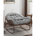 thumbnail image 3 of Silla Mecedora Papasan, Silla Lounge de Mimbre Extragrande con Cojín y Estructura de Metal, para Balcón, Patio Trasero y Porche, 3 of 29