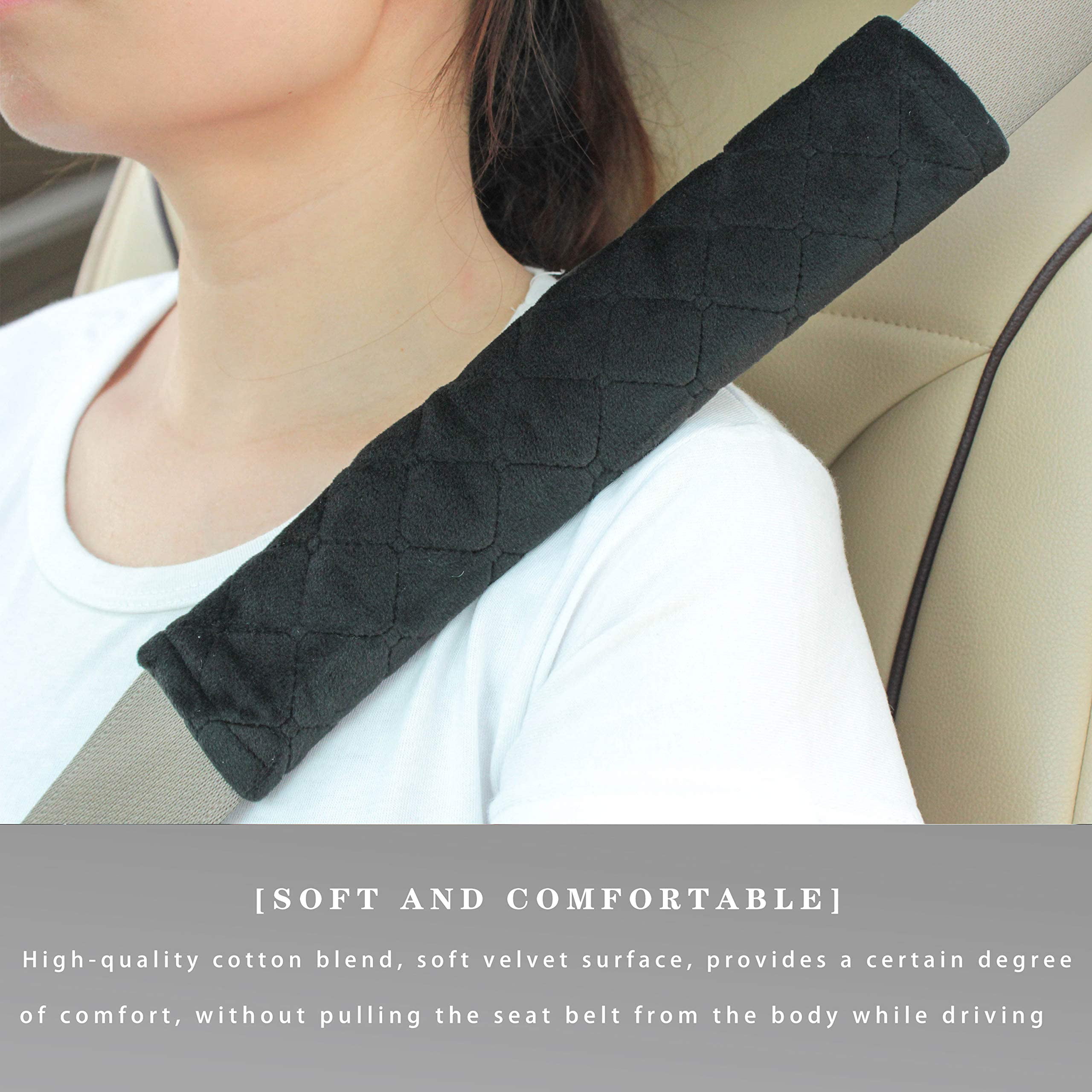 Universal Fit Car Soft Plush Seat Belt Shoulder Pads Cushions Cover 2pcs Black