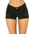thumbnail image 1 of Aayomet Women's Distressed Denim Shorts, Green, L, 1 of 4
