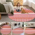 thumbnail image 6 of 3ft Washable Round Rug, Orange Pink Geometric Non-Slip Circle Area Rug for Bedroom Bedside, Bohemian Style Ethnic Tribal Painting Soft Indoor Floor Mat for Home Decor, 6 of 9