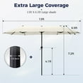 thumbnail image 6 of Alpha Joy 13x6.5ft Double-Sided Extra Large Outdoor Patio Market Rectangle Umbrella with Crank Handle, Ivory, 6 of 6