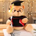 thumbnail image 3 of RV Oso de peluche con gafas - 18 cm, diploma y gorro de médico - Peluche para graduación, instituto o universidad Rojo Verde, 3 of 5