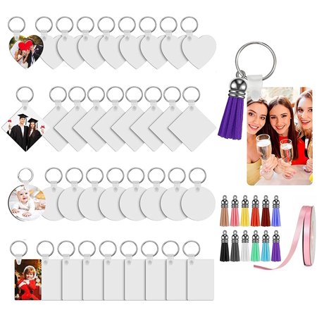 Transfer Case Keychain Sublimation Blank Keychain Key Ring Set Heat Transfer DIY MDF Blank ...