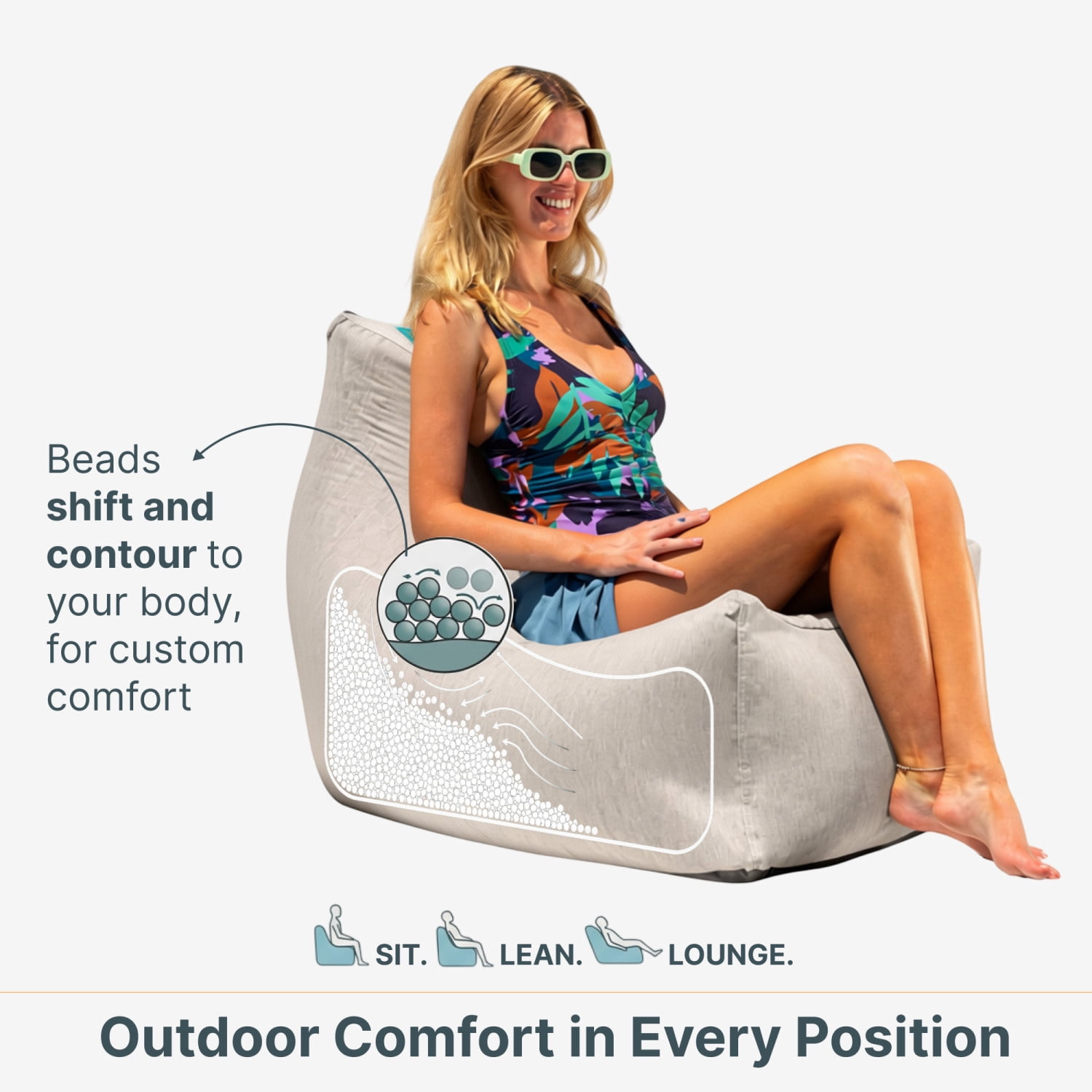 Jaxx Juniper Outdoor Bean Bag Patio Chair & Poolside Lounge, Flax
