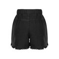 thumbnail image 2 of JanJean Kids Girls High Waist Denim Jean Shorts Frayed Raw Hem Wide Leg Short Jeans Hot Pants Loose Black 160, 2 of 7