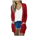 thumbnail image 3 of Gyexs Womens Long Cardigan 2025 Fall Lightweight Long Sleeve 0pen Front Sweater with Pockets (Red, Size XXXL), 3 of 9