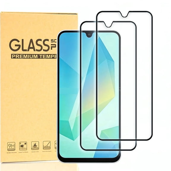 Hotpom Screen Protector for Samsung Galaxy A16 5G / A17 5G, 2 Pack Black Anti-Scratch Full Coverage Protection Tempered Glass Film