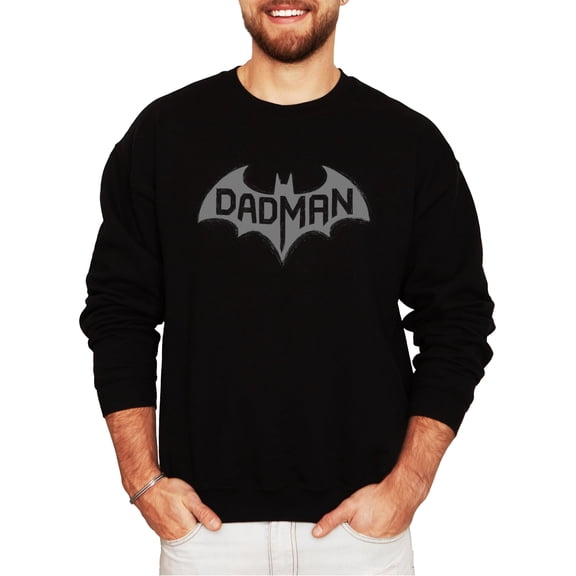 DadMan Hero Sweatshirt for Men Funny Dad Bat Graphic Sweater for Adult Black Sweatshirt Adult Medium