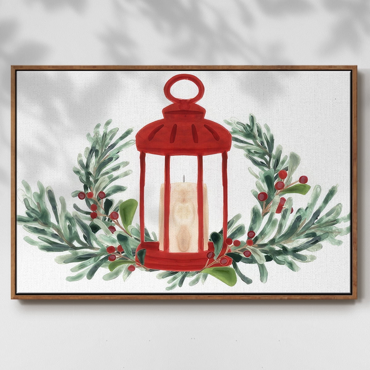 Woodland Holiday Collection A - Framed Gallery Wrapped Holiday Canvas - 17 x 25 - Rosewood Frame