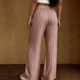 thumbnail image 3 of Textilo Womens Striped Lounge Pants Wide Leg Drawstring Pants with Pockets Elastic Waist Trousers Summer Beach Vacation Comfy Lounge Boho Outfits,Brown S, 3 of 6