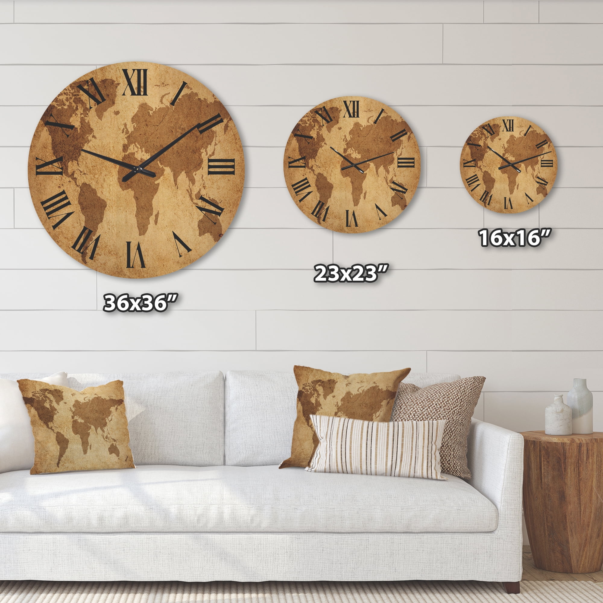Designart 'Ancient World Map V' Vintage Wood Wall Clock