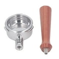 thumbnail image 2 of 58mm Bottomless Portafilter Solid Wood Handle Stainless Steel Basket Detachable 3 Ear Coffee Portafilter for Barsetto F Brazilian Rosewood, 2 of 5