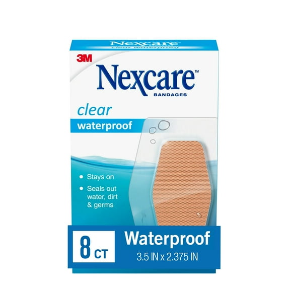 Nexcare Waterproof Clear Bandages, Knee and Elbow, 8 Count