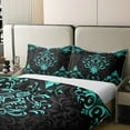 thumbnail image 3 of Manfei Bohemian Damask 100% Cotton Duvet Cover Queen Size, Black Cyan Bedding Sets Queen Size, Victorian Flower Bed Set, Breathable Bedroom Decoration, 3 of 9