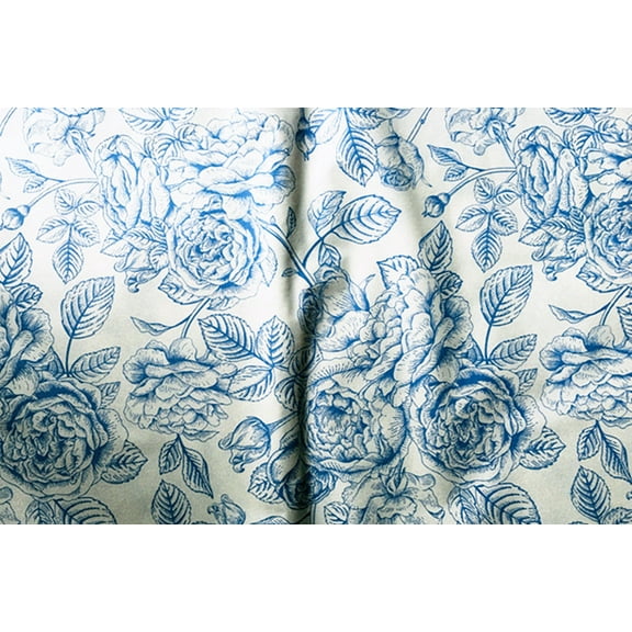 Elegant Blue Rose Floral Vinyl Flannel Backed Tablecloth (52" x 90" Oblong)