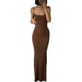 thumbnail image 3 of Mylleure Vestido largo casual de color sólido sexy sin mangas bodycon maxi vestidos de verano elegante fiesta club streetwear, 3 of 5