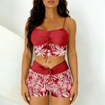 thumbnail image 2 of Jamicy Two Piece Swimsuit for Women Drawstring High Waisted Bikini Set Srting Swimsuit Spaghetti Strap Cami Top and Tie Side Shorts 2 Piece, 2 of 9