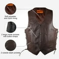 thumbnail image 4 of Dream Apparel Mens Leather Motorcycle Vest for Riding, Biker Vest Black Club Vest with Pockets Brown Side Laces, 4 of 10