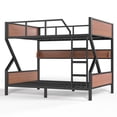 thumbnail image 6 of Full over Full Bunk Bed, Metal Bunk Bed with Storage Shelves and Lights, Space-saving & Noise-free Design, Black, 6 of 20