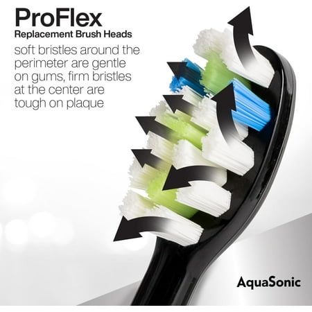 AquaSonic - ProFlex Brush Heads - 8 Pack - black
