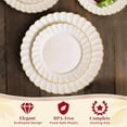 thumbnail image 3 of HEAVYWEIGHT 100 Pc Ivory and Gold Scalloped Disposable Plates for Party | 50 Dinner & 50 Dessert Heavy Duty Pastic Plates | Elegant and Fancy (50 Guests), 3 of 6