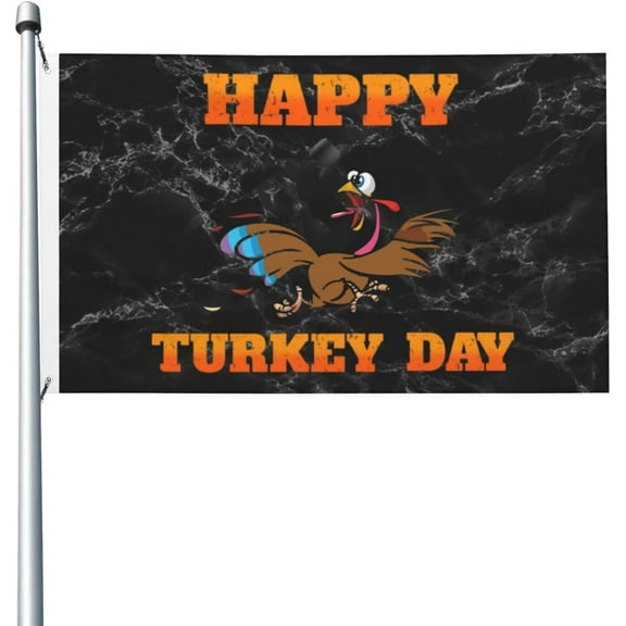 Happy Turkey Day Funny Thanksgiving 3x5 Double Sided Flag Fade Resistant Banner Polyester Flag with 2 Brass Grommets For Indoor Outdoor