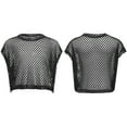 thumbnail image 5 of Zaldita Kids Girls Mesh Crop Tops Short Sleeve Hollow Out Fishnet Jazz Ballet Disco Dance Tank Tops T Shirts Blouse Black 5-6, 5 of 6