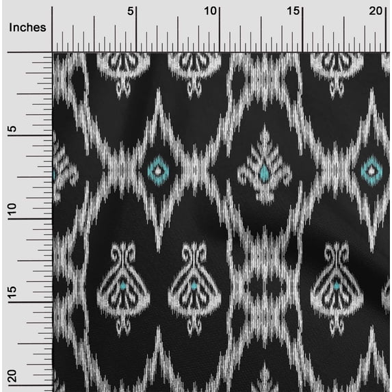 oneOone Cotton Cambric Fabric Geometric Ikat Decor Fabric Printed BTY 56 Inch Wide