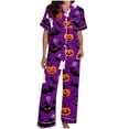 thumbnail image 3 of Mgmyaa Pajama Set for Women Two Piece Nightwear Short Sleeve Button Down Sleepwear Comfort Fit Elastic Waist Pants with Pockets, 3 of 4