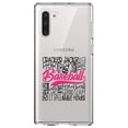 thumbnail image 1 of DistinctInk Clear Shockproof Hybrid Case for Samsung Galaxy Note 10 (6.3" Screen) - TPU Bumper Acrylic Back Tempered Glass Screen Protector - Baseball Word Art - Black & Pink, 1 of 1