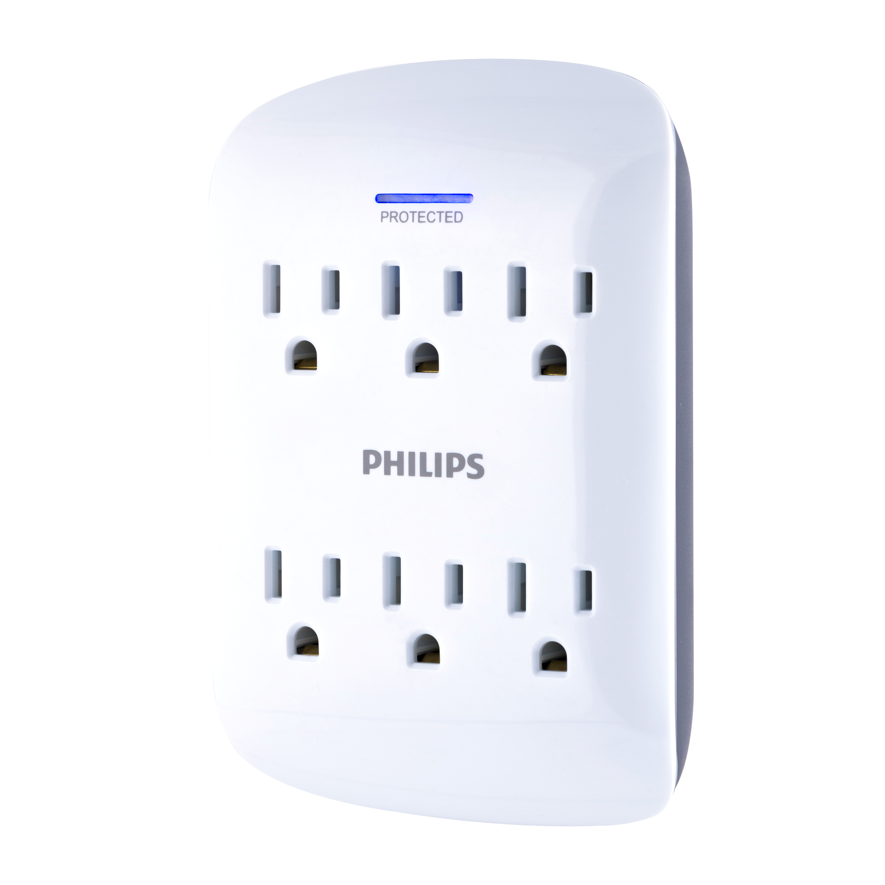 Philips 6-Outlet Surge Protector, 900J, White, 4 Pack, Space Saving - image 3 of 6