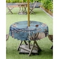thumbnail image 4 of Hokiten Outdoor Tablecloths with Umbrella Hole & Zipper, Octopus Round Tablecloths 60 Inch, Blue Ocean Vintage Starfish Shell Fish Coral Waterproof Table Cloth, Patio/Pool/Picnic Table Covers, 4 of 7