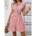 thumbnail image 2 of EASYBRA Women Striped V Neck Wrap Midi Dress Sleeveless High Waist Summer Elegant Casual Vacation Dress, 2 of 7