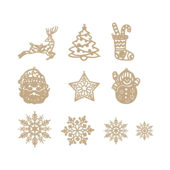 40 Pack Christmas Tree Decorations Set - Champagne Gold Glitter Xmas Hanging Ornaments Snowflake Christmas Tree Snowman Reindeer Santa for Christmas Festive Holiday Home Party Decorations