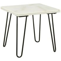 Bowery Hill 22" Square Marble Top End Table in White and Black