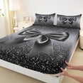 thumbnail image 4 of Erosebridal Cute Dreamy Bowknot Queen Sheet Sets 4 Pieces for Teens Girls,Black Glitter Print Bed Set,Super Cozy Room Decor, 4 of 5