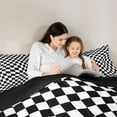 thumbnail image 4 of Manfei Geometric Plaid Grid 7-Piece Twin Bedding Sets,Abstract Classic Checkerboard Bedding Comforter Set,White Black Check Sheet Sets For Boys Girls,Breathable Home Decor Reversible, 4 of 8