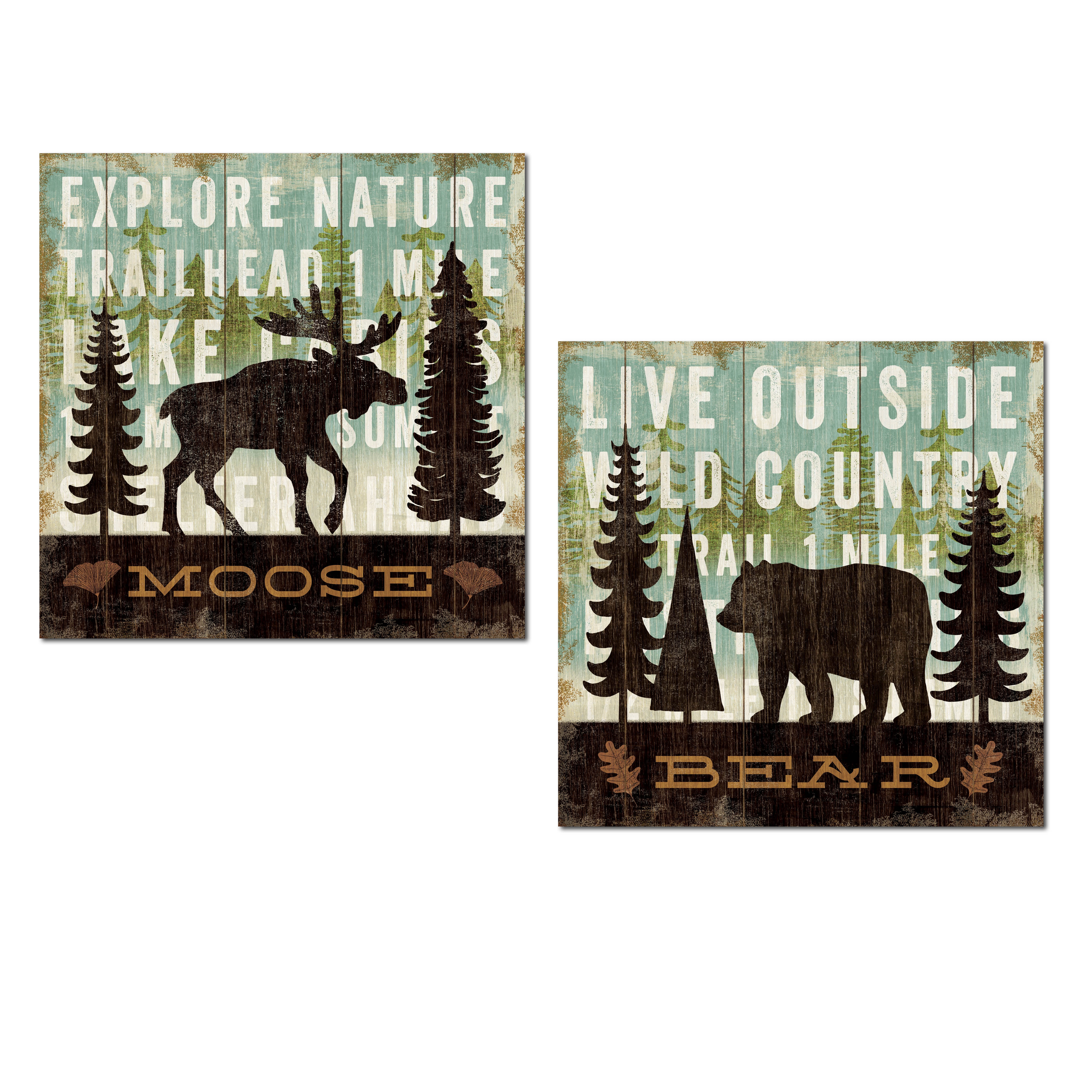Forest Creek Buddies Rustic Black Bear and Elk Moose On Boat Canoe Wall Hooks 
