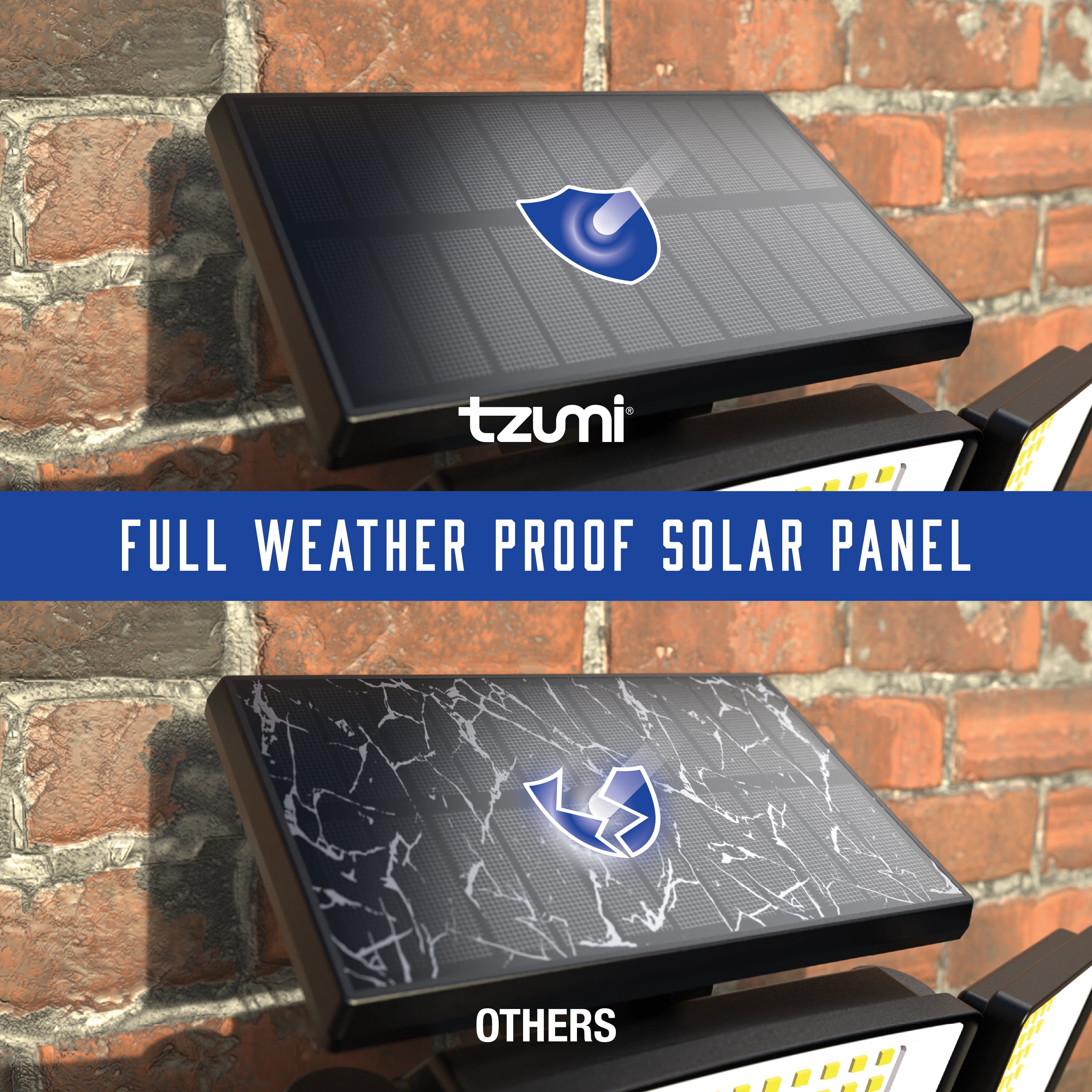 Tzumi Solar Lights Motion Sensor Outdoor Flood Lights with Wireless Remote, 3 Adjustable Lighting Modes, Waterproof, 2-Pack