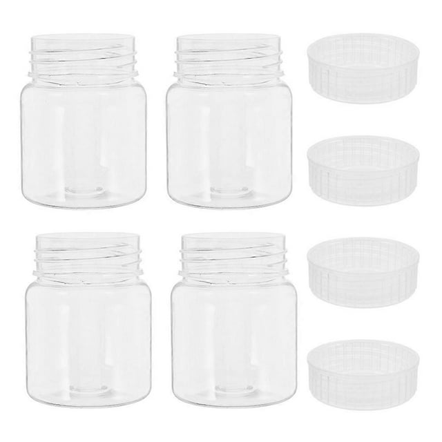 Plastic Wide Mouth Laboratory Bottles for Storage 4Pcs Transparent Leakproof Design
