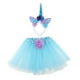thumbnail image 2 of 2pcs Niño Recién Nacido para Bebé Niñas Diadema Foto Prop Azul perfecl Vestido de tutú de diadema de unicornio, 2 of 8